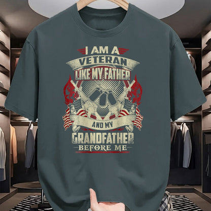 Gift for Dad Shirt, Funny Dad Unisex T-Shirt/Hoodie/Sweatshirt HLT00 – I_m A Veteran Like My Father Proud Army Grandfather T-Shirt