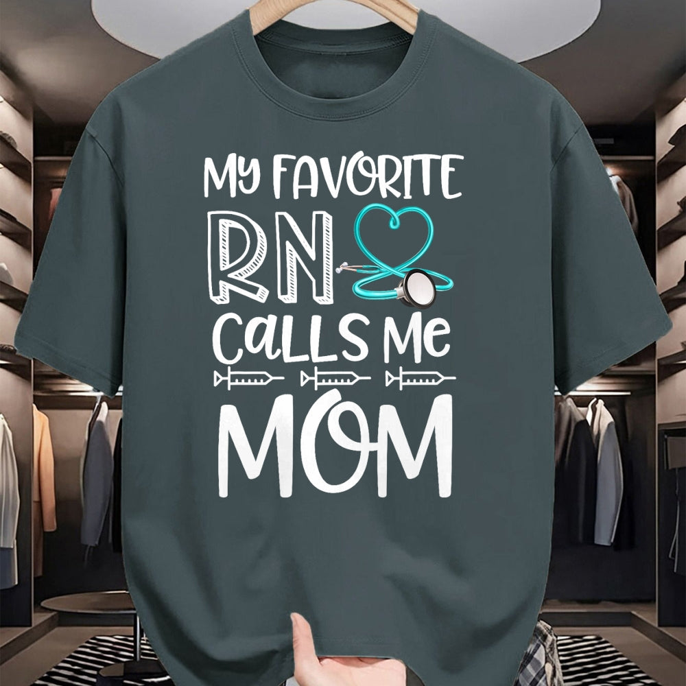 Funny Nurse Shirt, Nurse Unisex T-Shirt/Hoodie/Sweatshirt HLT00 - My Favorite RN Calls Me Mom Nurse Gift from Daughter T-Shirt (1)