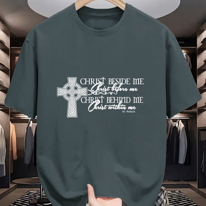 Christian Tee, Christian Faith Unisex T-Shirt/Hoodie/Sweatshirt HLT00 -  Christ Beside Me Christ Before Me Christ Behind Me T-Shirt