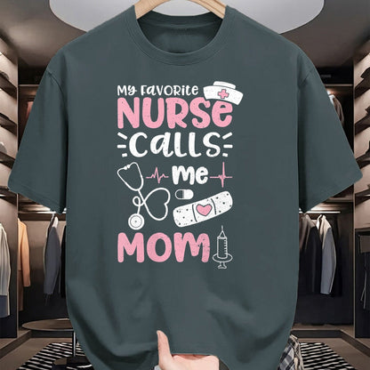 Funny Nurse Shirt, Nurse Unisex T-Shirt/Hoodie/Sweatshirt HLT00 - Womens My Favorite Nurse Calls Me Mom - Mother's Day V-Neck T-Shirt