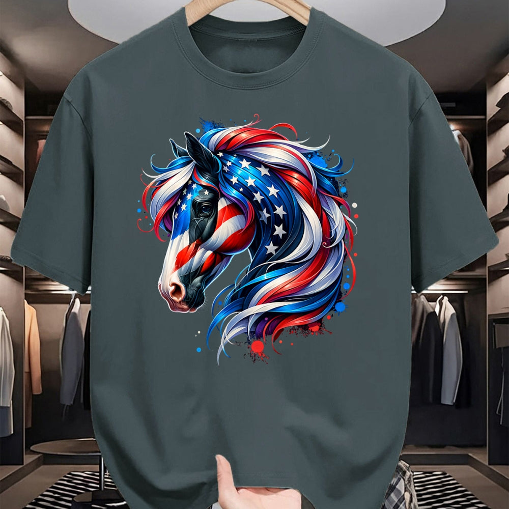 Best Horse Lover Shirt , Funny Horse UnisexT-Shirt/Hoodie/Sweatshirt HLT00 - Horse 4th of July Patriotic Horse Graphic American Flag T-Shirt