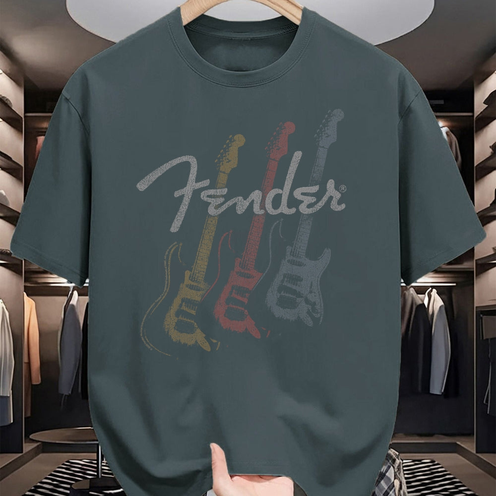 Guitar Lover Shirt, Funny Guitar UnisexT-Shirt/Hoodie/Sweatshirt HLT00 - Fender Stacked Guitar Faded Logo T-Shirt
