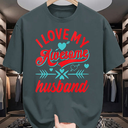 Best Wife Shirt, Wife and Husband Unisex T-Shirt/Hoodie/Sweatshirt HLT00 - Womens I Love My Awesome Husband Womens Husband Anniversary V-Neck T-Shirt