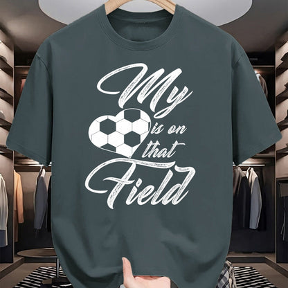Gift for Mom Shirt, Funny Mom Unisex T-Shirt/Hoodie/Sweatshirt HLT00 - My Heart Is On That Soccer Field Funny Men Women Kids T-Shirt