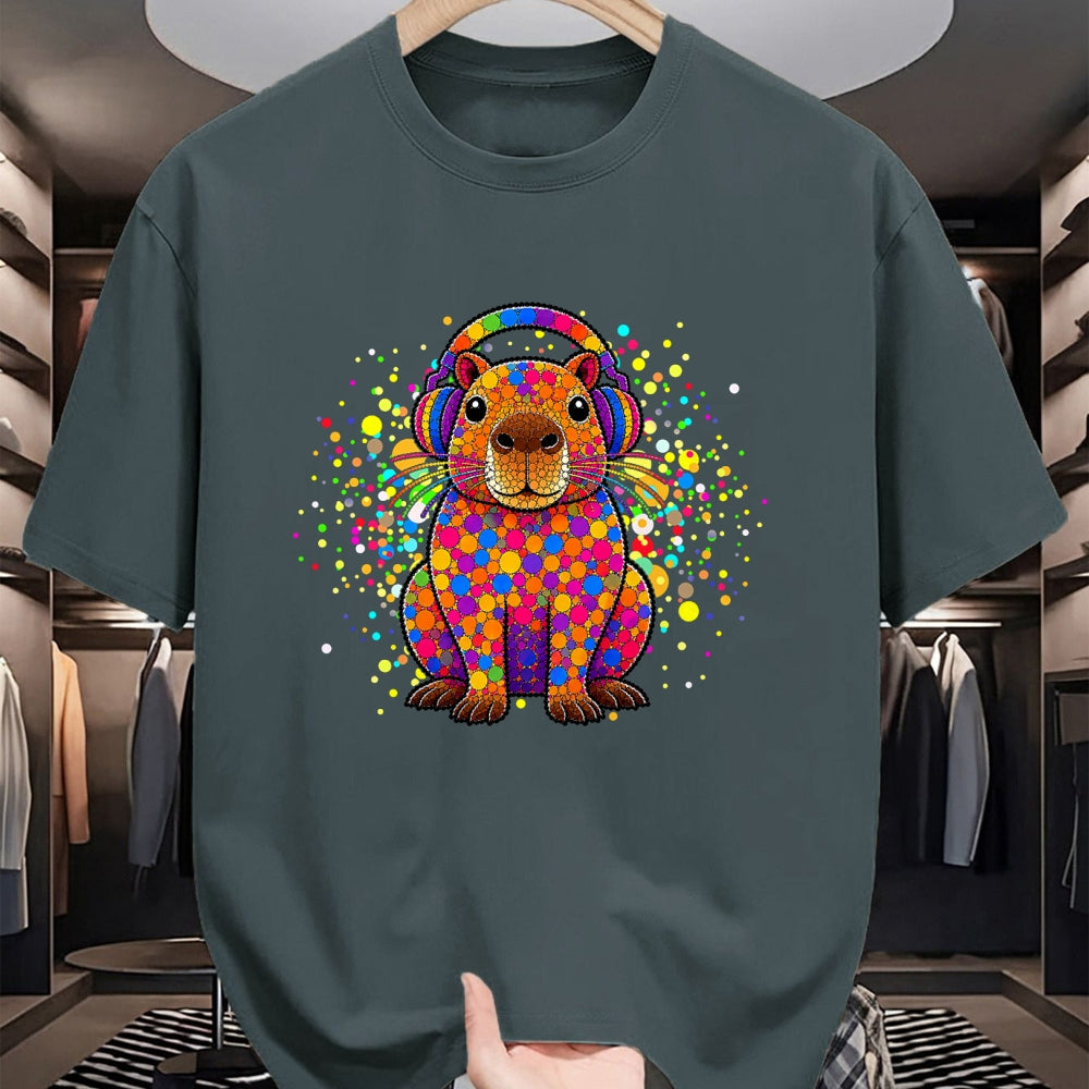 Cute Capybara Shirt, Funny Capybara Unisex T-Shirt/Hoodie/Sweatshirt HLT00 - Funny Capybara Dots Art Animal Lovers Students Boys Girls T-Shirt (2)