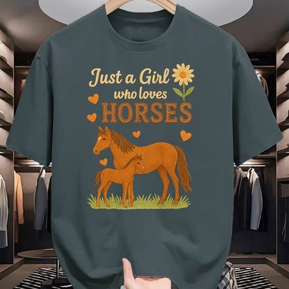 Best Horse Lover Shirt , Funny Horse UnisexT-Shirt/Hoodie/Sweatshirt HLT00 - Just A Girl Who Loves Horses Cute Horse Riding for Women T-Shirt