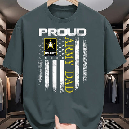 Gift for Dad Shirt, Funny Dad Unisex T-Shirt/Hoodie/Sweatshirt HLT00 – Vintage Proud Army Dad With American Flag Gift T-Shirt