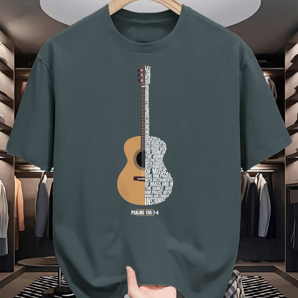 Guitar Lover Shirt, Funny Guitar UnisexT-Shirt/Hoodie/Sweatshirt HLT00 - Praise Him with The Strings Psalm 150 Acoustic Guitar Player T-Shirt