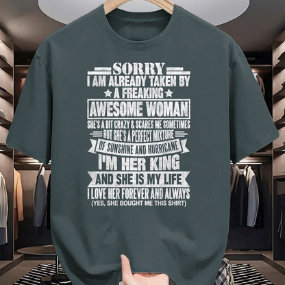 Best Wife Shirt, Wife and Husband Unisex T-Shirt/Hoodie/Sweatshirt HLT00 - Sorry I'm Taken by a Freaking Awesome Woman Funny Husband T-Shirt