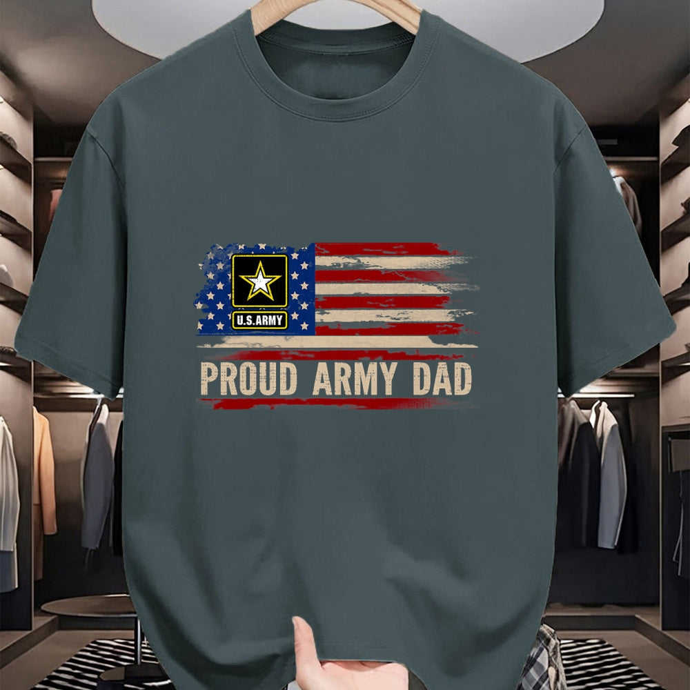 Gift for Dad Shirt, Funny Dad Unisex T-Shirt/Hoodie/Sweatshirt HLT00 – Vintage Proud Army Dad American Flag Veteran Gift T-Shirt