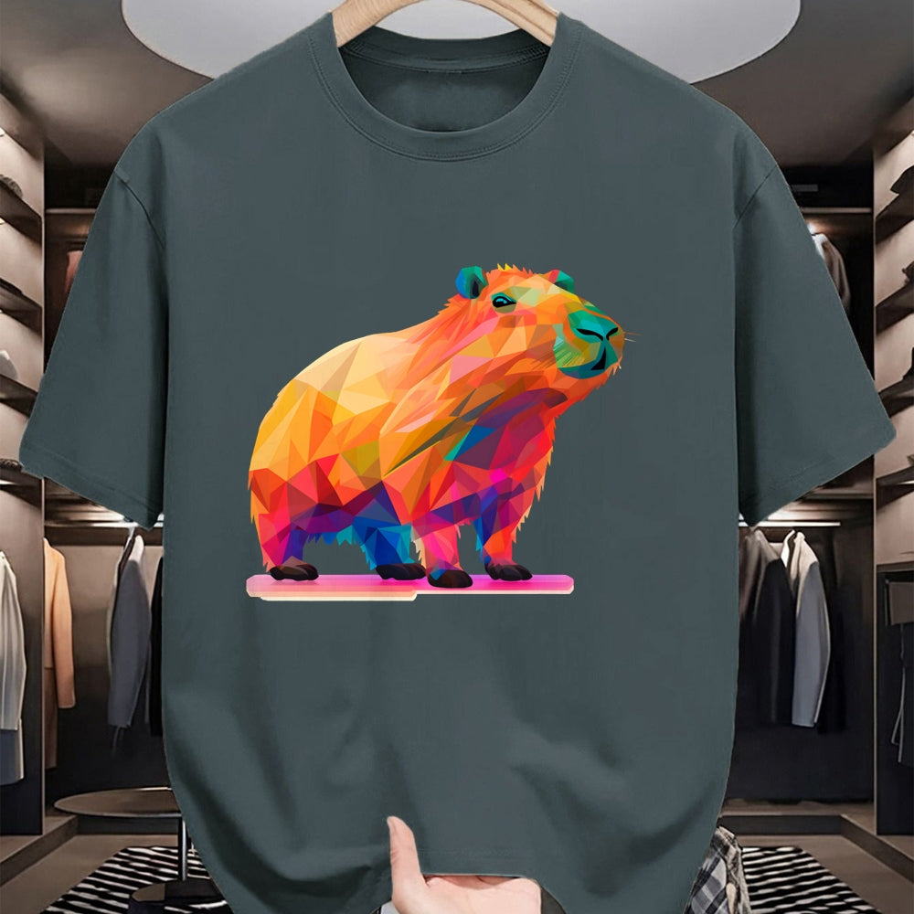 Cute Capybara Shirt, Funny Capybara Unisex T-Shirt/Hoodie/Sweatshirt HLT00 - Colorful Geometric Capybara Long Sleeve T-Shirt
