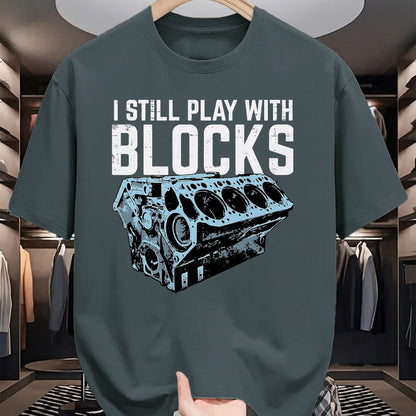 Best Mechanic Life Shirt, Funny Mechanic UnisexT-Shirt/Hoodie/Sweatshirt HLT00 - Mechanic I Still Play with Blocks Funny Car Engine Men Women T-Shirt, Men, Black, 3X-Large