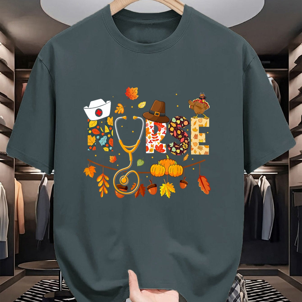 Funny Nurse Shirt, Nurse Unisex T-Shirt/Hoodie/Sweatshirt HLT00 - Nurse Thanksgiving Shirt Health Worker Nursing Fall Turkey T-Shirt
