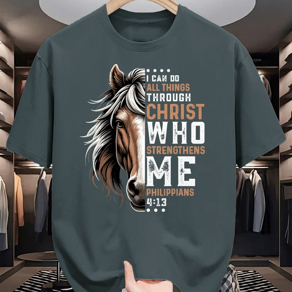 Best Horse Lover Shirt , Funny Horse UnisexT-Shirt/Hoodie/Sweatshirt HLT00 - I Can Do All Things Through Christ Horse Inspirational T-Shirt