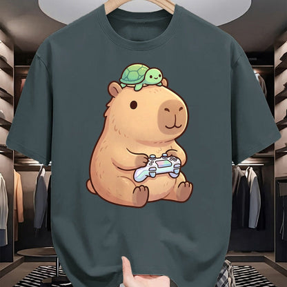 Cute Capybara Shirt, Funny Capybara Unisex T-Shirt/Hoodie/Sweatshirt HLT00 - Cute Capybara Anime Gamer Turtle Funny Graphic Kawaii T-Shirt