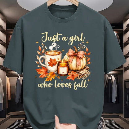 Best Thanksgiving Family Shirt , Funny Thanksgiving UnisexT-Shirt/Hoodie/Sweatshirt HLT00 - Just A Girl Who Loves Fall Pumpkin Autumn Leaves Women Girls T-Shirt