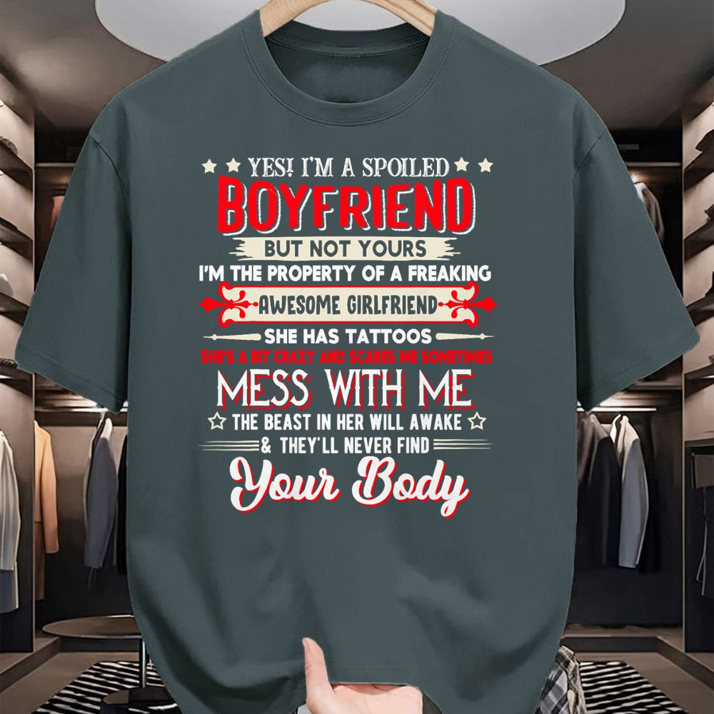 Best Wife Shirt, Wife and Husband Unisex T-Shirt/Hoodie/Sweatshirt HLT00 - Yes I'm A Spoiled Boyfriend Property Of Awesome Girlfriend T-Shirt