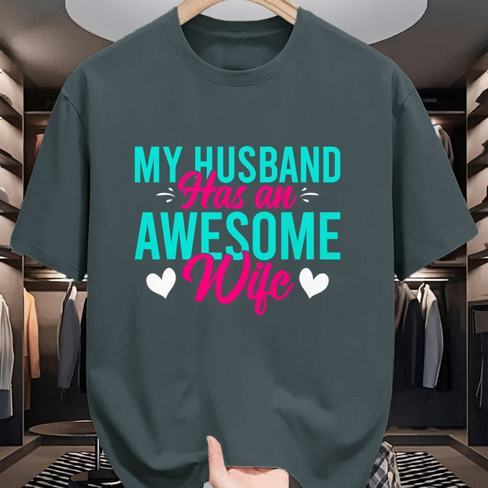 Best Wife Shirt, Wife and Husband Unisex T-Shirt/Hoodie/Sweatshirt HLT00 - My Husband has an awesome Wife T-Shirt (1)