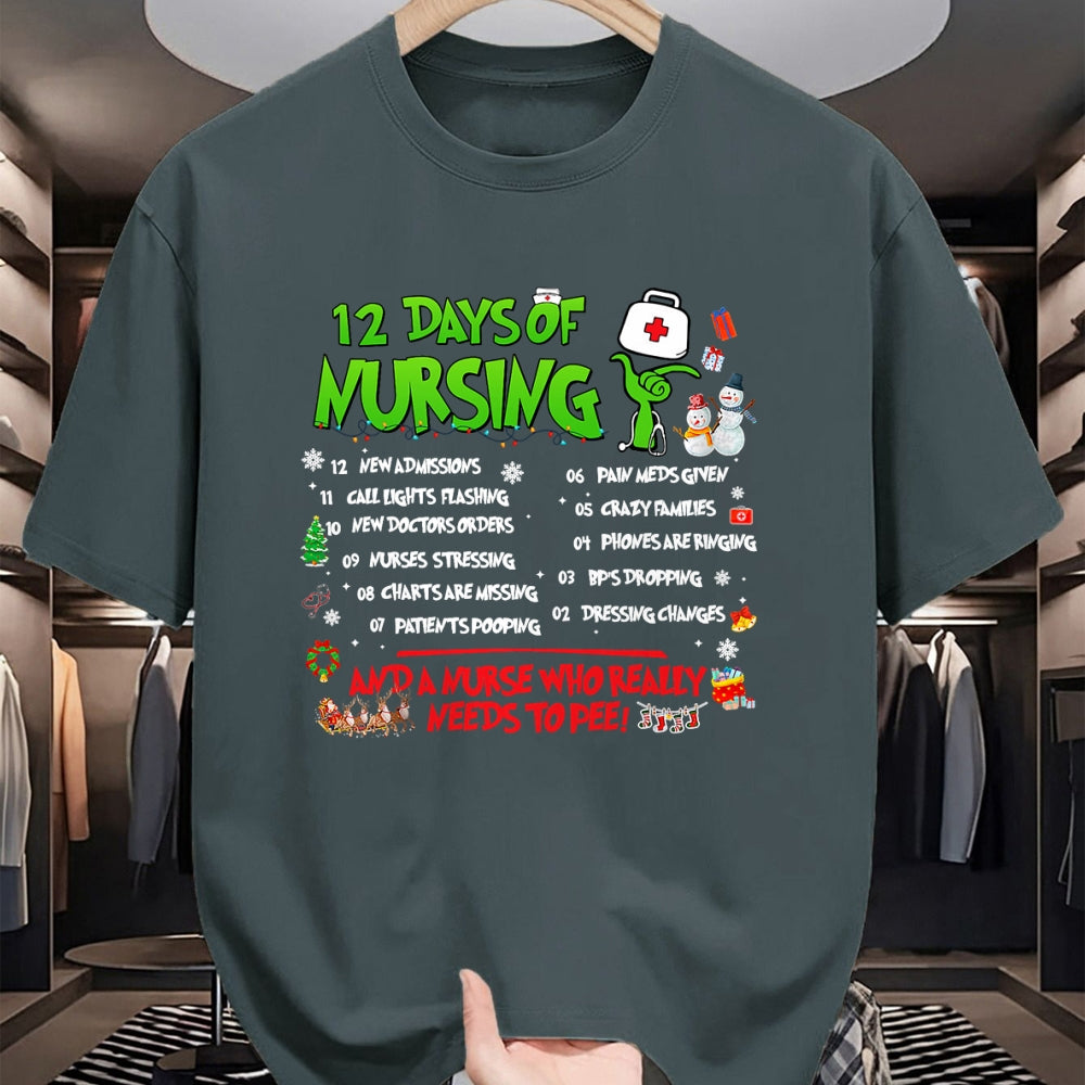 Funny Nurse Shirt, Nurse Unisex T-Shirt/Hoodie/Sweatshirt HLT00 - Nurses Merry Christmas Funny 12 Days of Nursing Xmas Pajamas T-Shirt