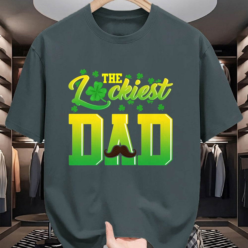 Gift for Dad Shirt, Funny Dad Unisex T-Shirt/Hoodie/Sweatshirt HLT00 – Mens Luckiest Dad Tshirt St. Patrick_s Day Lucky Irish Gift Tee