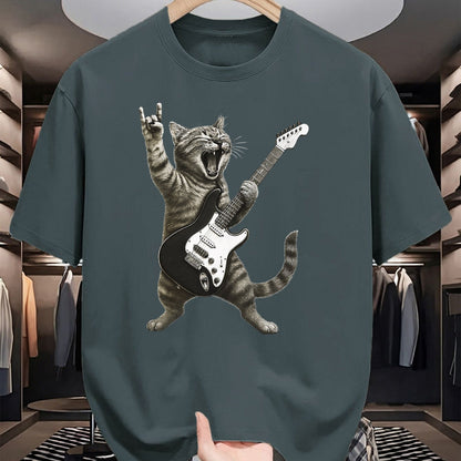 Guitar Lover Shirt, Funny Guitar UnisexT-Shirt/Hoodie/Sweatshirt HLT00 - Funny Cat Playing Guitar Rock and Roll Gifts Men Women Kids T-Shirt
