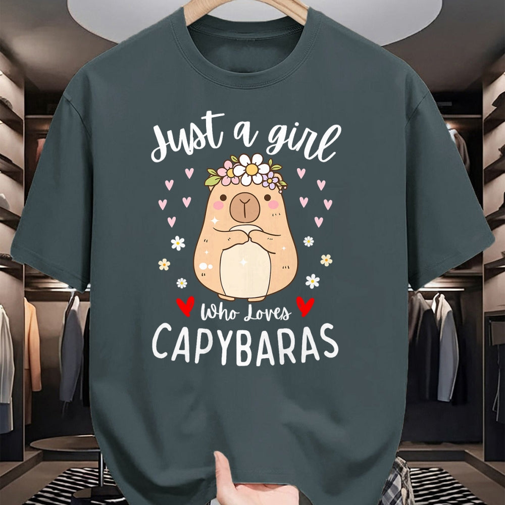 Cute Capybara Shirt, Funny Capybara Unisex T-Shirt/Hoodie/Sweatshirt HLT00 - Just a Girl Who Loves Capybaras Cute Rodent Animal Capybara T-Shirt