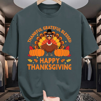 Best Thanksgiving Family Shirt , Funny Thanksgiving UnisexT-Shirt/Hoodie/Sweatshirt HLT00 - Thankful Grateful Blessed Turkey, Happy Thanksgiving T-Shirt, Men, Black, 3X-Large
