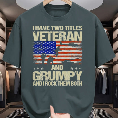 Proud Veteran Shirt, Funny Veteran UnisexT-Shirt/Hoodie/Sweatshirt HLT00 - I Have Two Titles Veteran and Grumpy Funny Dad Papa Grandpa T-Shirt, Men, Black, 3X-Large
