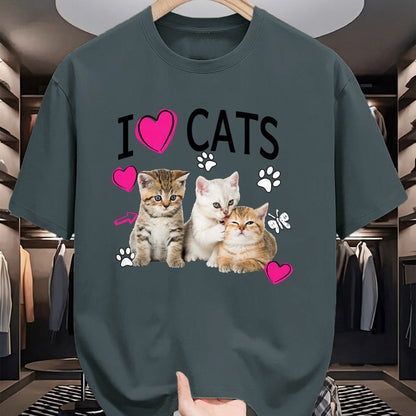 Cat Love Shirt, Funny Cat Lover Gift UnisexT-Shirt/Hoodie/Sweatshirt HLT00 - Cat Lover Tee Cute I Love Cats Kittens Hearts Paws Gift Idea T-Shirt (1)