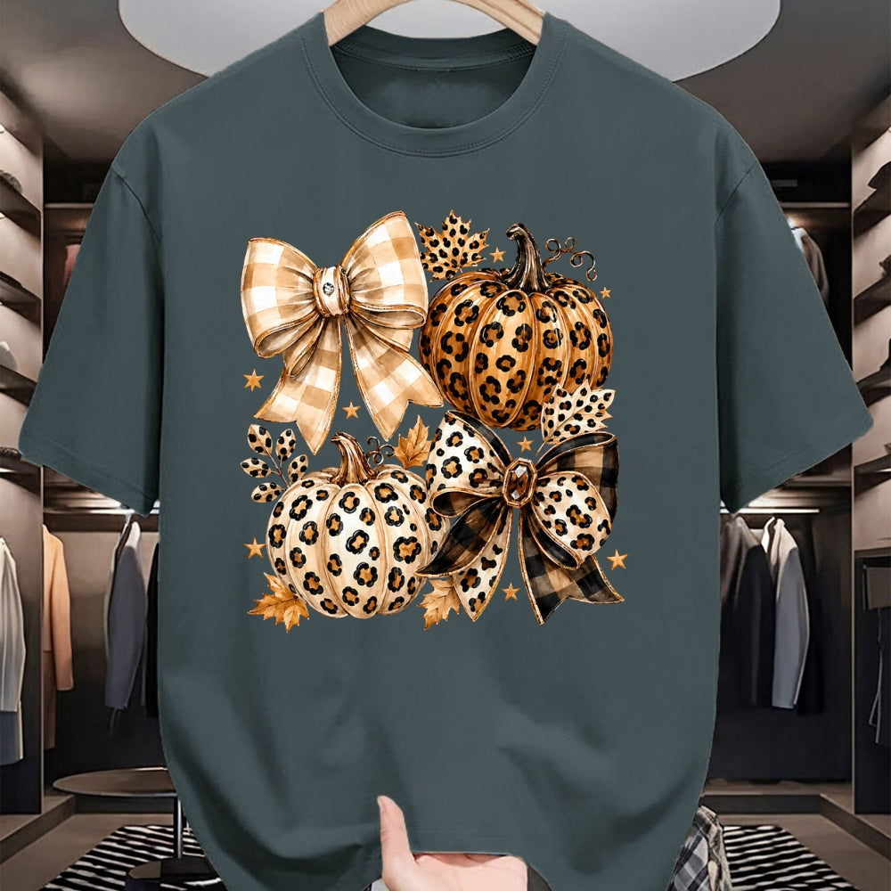 Best Thanksgiving Family Shirt , Funny Thanksgiving UnisexT-Shirt/Hoodie/Sweatshirt HLT00 - Coquette Bow Leopard Pumpkin Thanksgiving Autumn Fall Leaves T-Shirt