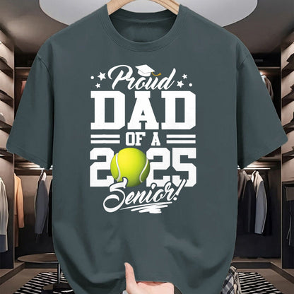 Gift for Dad Shirt, Funny Dad Unisex T-Shirt/Hoodie/Sweatshirt HLT00 – Proud Dad Of A 2025 Senior Tennis Ball Graduation T-Shirt