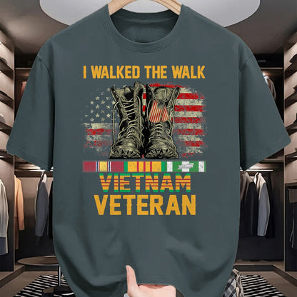 Proud Veteran Shirt, Funny Veteran UnisexT-Shirt/Hoodie/Sweatshirt HLT00 - I Walked The Walk Vietnam Veteran Flag American US Vet T-Shirt