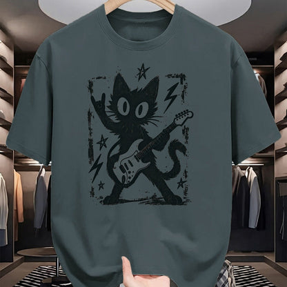 Guitar Lover Shirt, Funny Guitar UnisexT-Shirt/Hoodie/Sweatshirt HLT00 - Cat Playing Guitar Rock Star Rock N Roll Y2k Men Women Kids T-Shirt