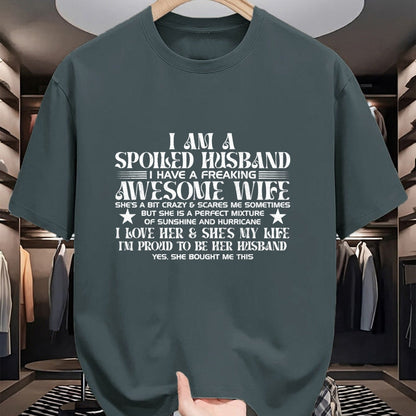 Best Wife Shirt, Wife and Husband Unisex T-Shirt/Hoodie/Sweatshirt HLT00 - I Am A Spoiled Husband I Have A Freaking Awesome Wife Funny T-Shirt (1)