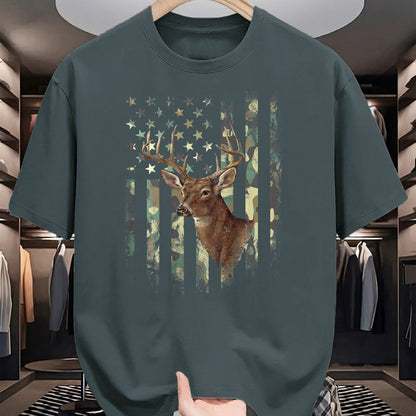Funny Hunting Shirt, Gift For Hunting Lover Unisex T-Shirt/Hoodie/Sweatshirt HLT00 - (Art on Back) American Flag Deer Hunting Camo T-Shirt