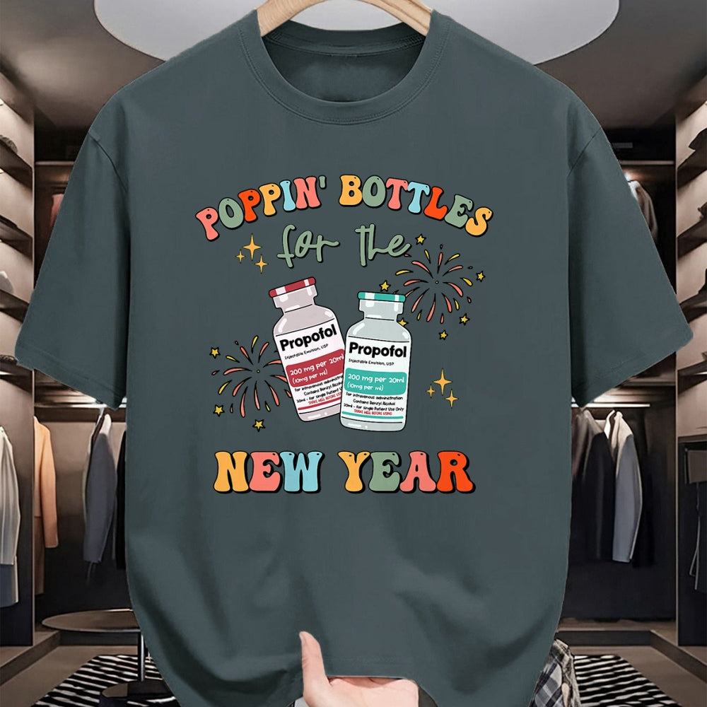 Funny Nurse Shirt, Nurse Unisex T-Shirt/Hoodie/Sweatshirt HLT00 -ICU Nurse New Year Eve Outfit Poppin Bottles ER RN CNA Nurse T-Shirt