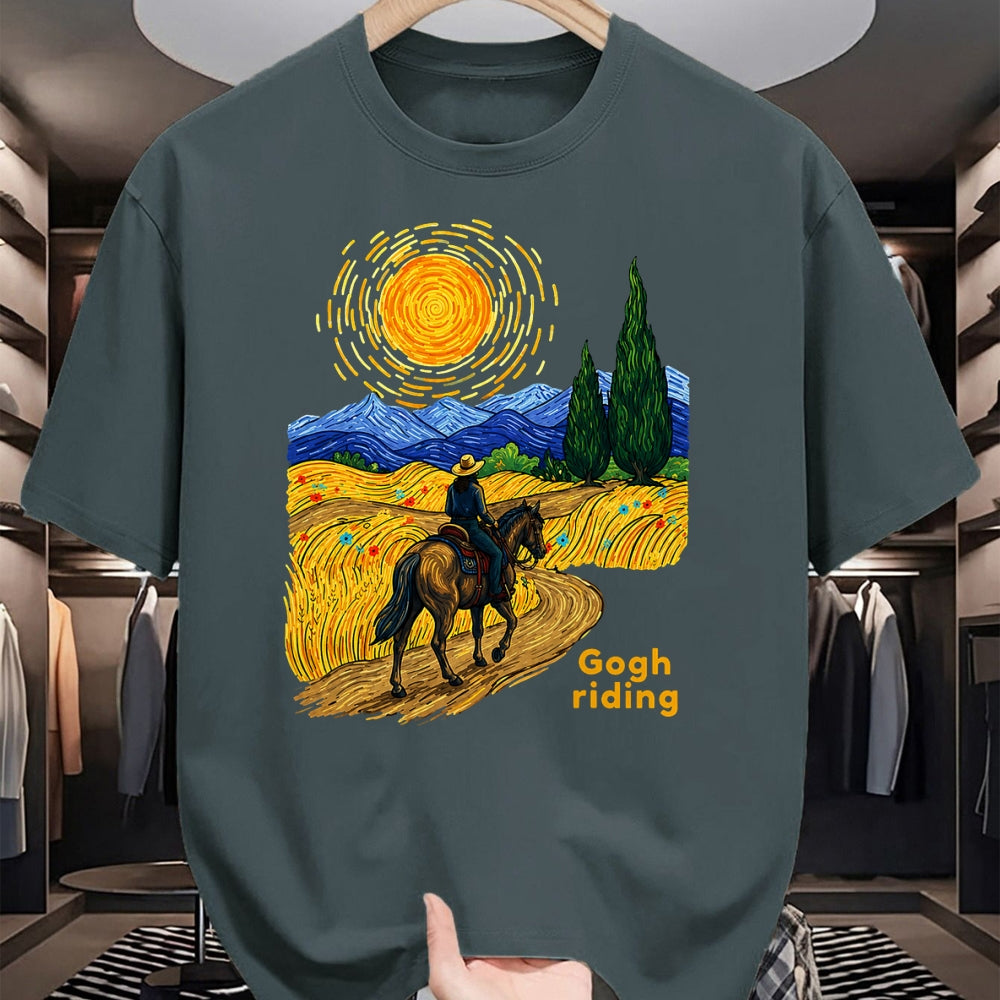 Best Horse Lover Shirt , Funny Horse UnisexT-Shirt/Hoodie/Sweatshirt HLT00 - Gogh Riding Funny Van Gogh Horse Starry Night Cowboy T-Shirt