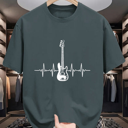 Guitar Lover Shirt, Funny Guitar UnisexT-Shirt/Hoodie/Sweatshirt HLT00 - Cool Bass Guitar Heartbeat Design for Bass Player Men Women T-Shirt, Men, Black, 3X-Large