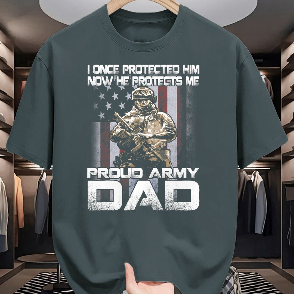 Gift for Dad Shirt, Funny Dad Unisex T-Shirt/Hoodie/Sweatshirt HLT00 – I Once Protected Him Now He Protects Me Proud Army Dad T-Shirt