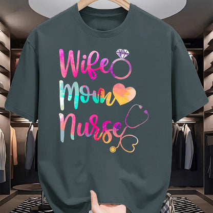 Funny Nurse Shirt, Nurse Unisex T-Shirt/Hoodie/Sweatshirt HLT00 - Wife Mom Nurse T Shirt for Nurses (LPN, BSN, RN, NP)
