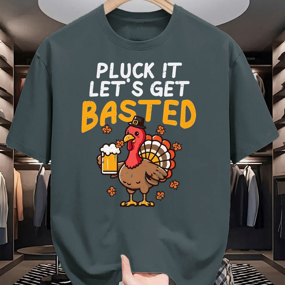 Best Thanksgiving Family Shirt , Funny Thanksgiving UnisexT-Shirt/Hoodie/Sweatshirt HLT00 - Thanksgiving Pluck It Lets Get Basted Funny Fall Dad Men T-Shirt, Men, Black, 3X-Large