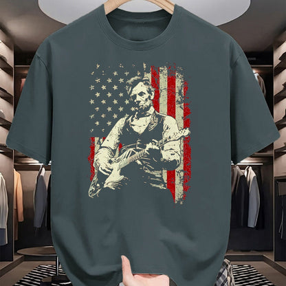 Guitar Lover Shirt, Funny Guitar UnisexT-Shirt/Hoodie/Sweatshirt HLT00 - Abraham Lincoln Playing Guitar Rock and Roll American Flag T-Shirt, Men, Black, 3X-Large