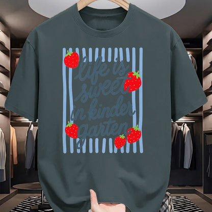Best Teacher Shirt, Funny Teacher UnisexT-Shirt/Hoodie/Sweatshirt HLT00 - Life is Sweet in Kindergarten Cute Strawberry Teacher T-Shirt