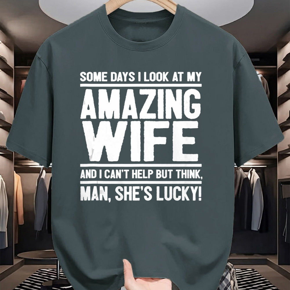 Best Wife Shirt, Wife and Husband Unisex T-Shirt/Hoodie/Sweatshirt HLT00 - Gift for wife T shirt, lucky wife   Man, My Wife Is Lucky - Funny Lucky Wife Tank Top