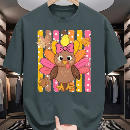 Best Thanksgiving Family Shirt , Funny Thanksgiving UnisexT-Shirt/Hoodie/Sweatshirt HLT00 - Thanksgiving Cute Turkey Bow Autumn Leaves Women Girl T-Shirt