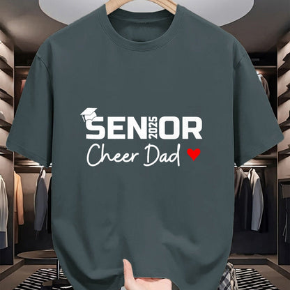 Gift for Dad Shirt, Funny Dad Unisex T-Shirt/Hoodie/Sweatshirt HLT00 – Proud Cheer Dad Of A Class Of 2025 Senior Graduate Red Heart T-Shirt