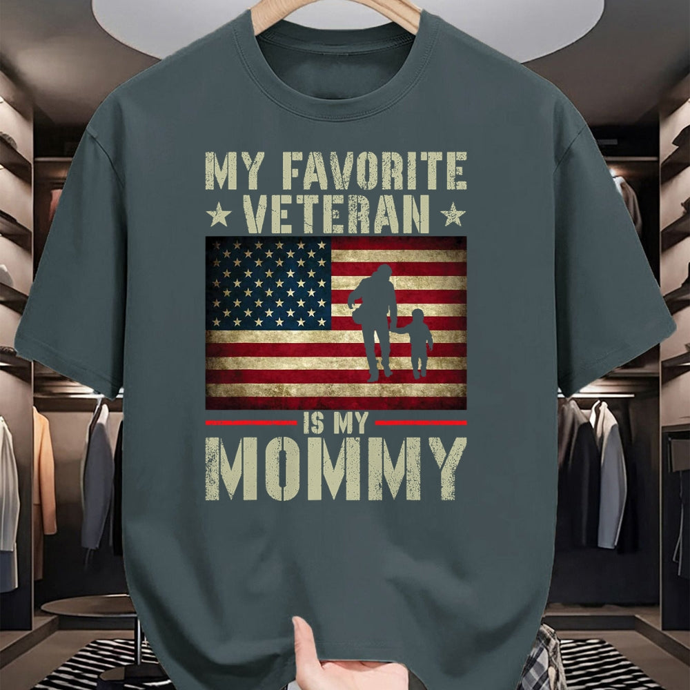 Proud Veteran Shirt, Funny Veteran UnisexT-Shirt/Hoodie/Sweatshirt HLT00 - My Favorite Veteran is My Mommy American Flag Veteran Day Women Kids Men T-Shirt