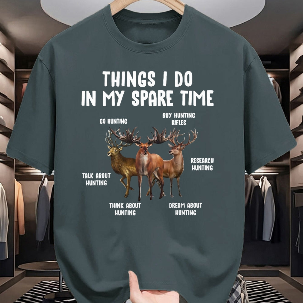 Funny Hunting Shirt, Gift For Hunting Lover Unisex T-Shirt/Hoodie/Sweatshirt HLT00 - Hunting Deer Things I Do in My Spare Time Hunting Lovers T-Shirt, Men, Black, 3X-Large