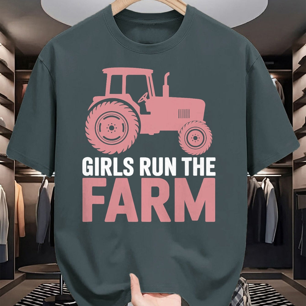 Best Farmer Life Shirt, Funny Farmer UnisexT-Shirt/Hoodie/Sweatshirt HLT00 - Girls Run The Farm Pink Farm Tractor Girl Women T-Shirt