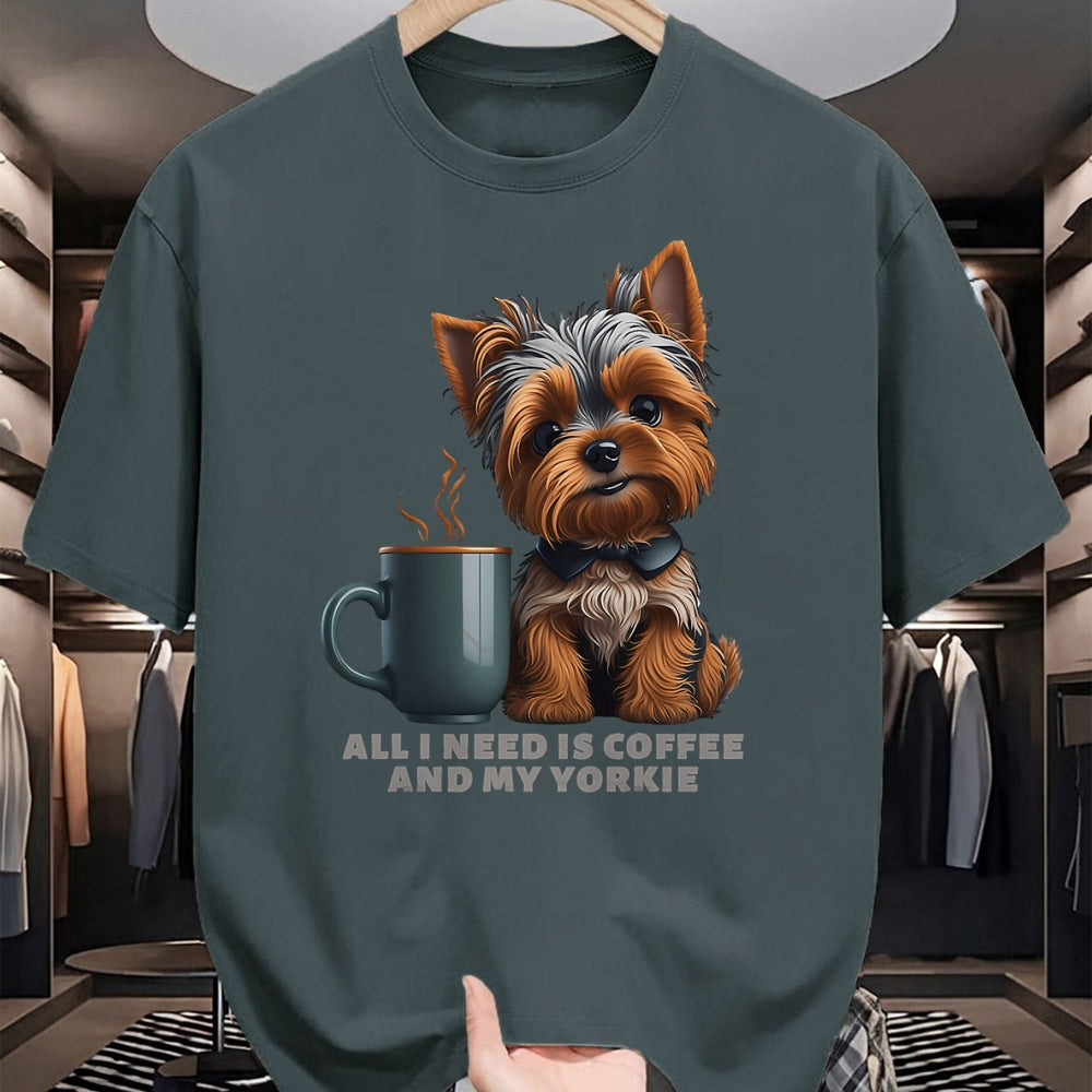 Dog Love Shirt, Dog Lover Gift T-Shirt/Hoodie/Sweatshirt HLT00 - All I Need Is Coffee And My Yorkie Funny Yorkie Dog Mom T-Shirt